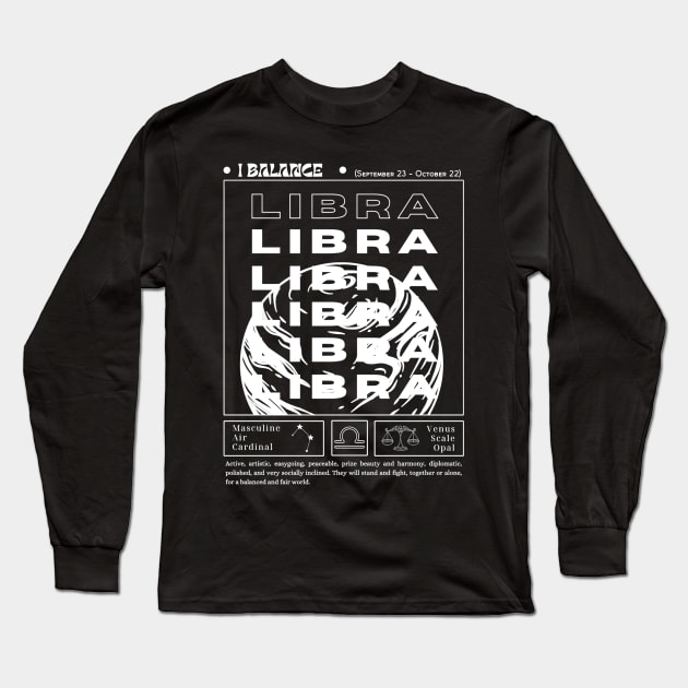 Libra zodiac sign Long Sleeve T-Shirt by Alfon Chappel